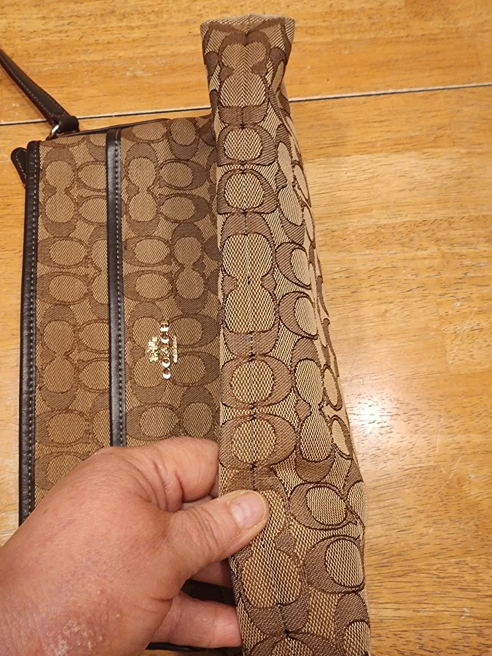 Coach Signature Canvas Zip File Crossbody Bag